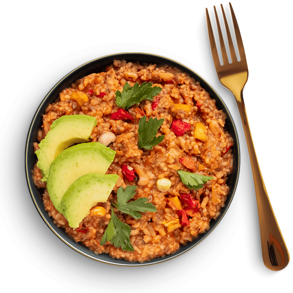 Bowls of SuperMeals on chopping board
