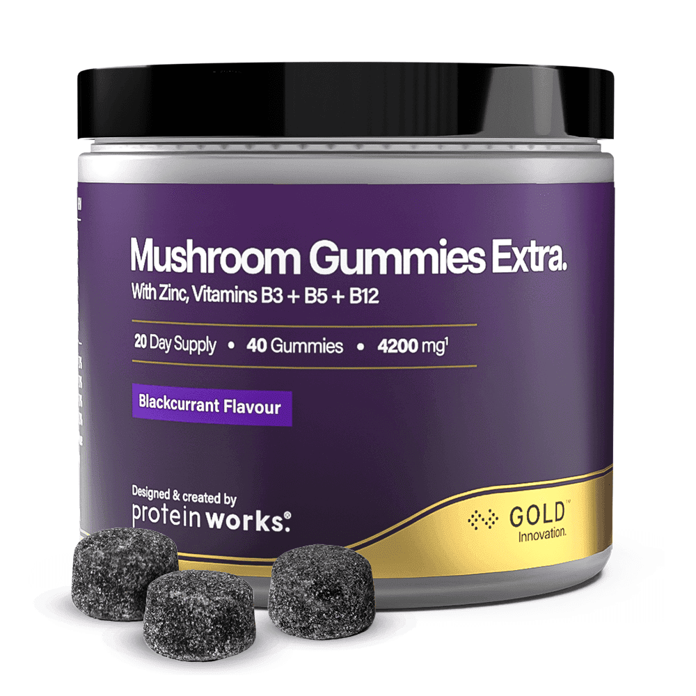 Protein Gold Mushroom Gummies Extra 40 Gummies Contains Chaga Mushrooms, Reishi Mushrooms & 4 Others Complete Daily Support