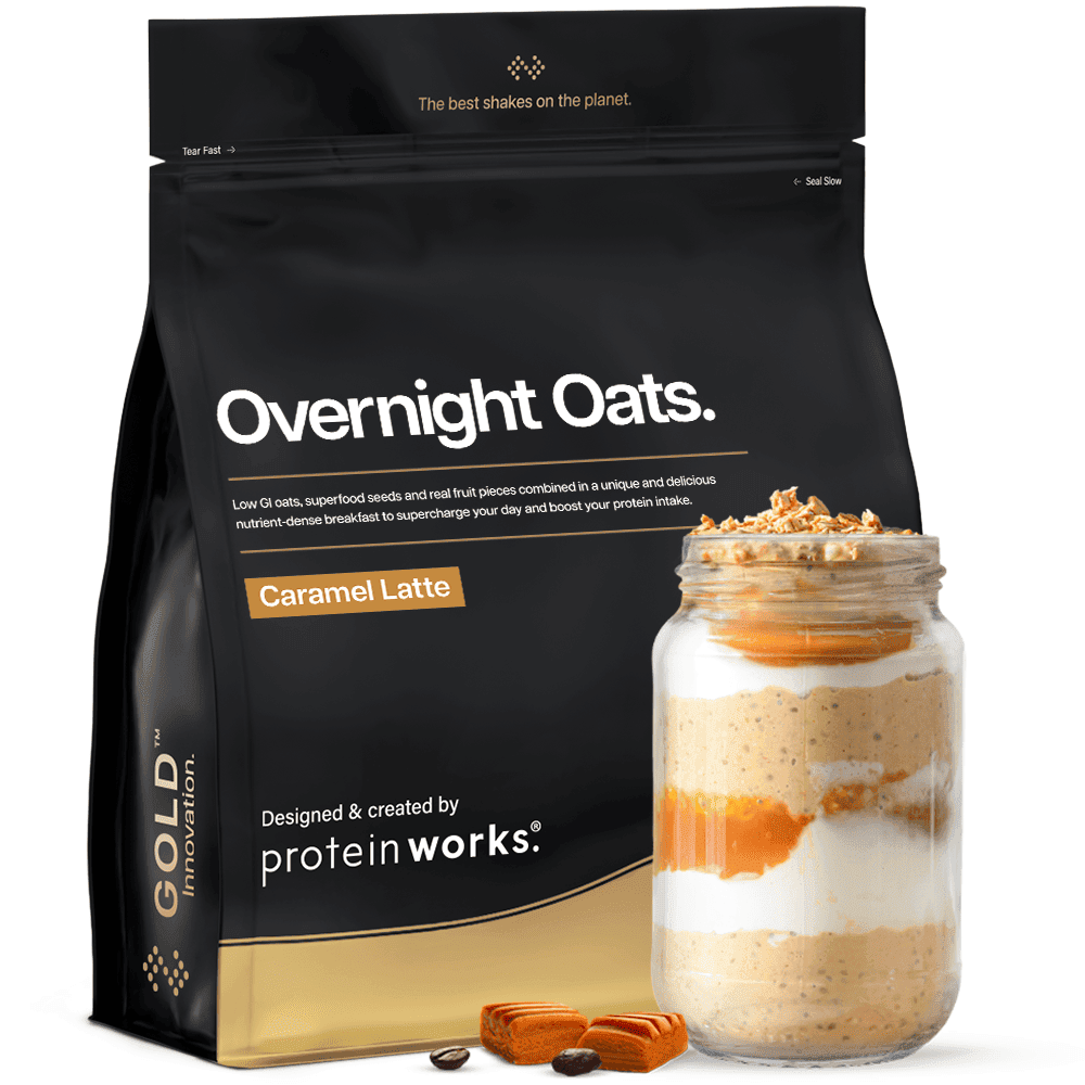 Protein Caramel Latte Overnight Oats Gold 1Kg 260 Calories Per Portion High Protein Oats Low Calorie Breakfast
