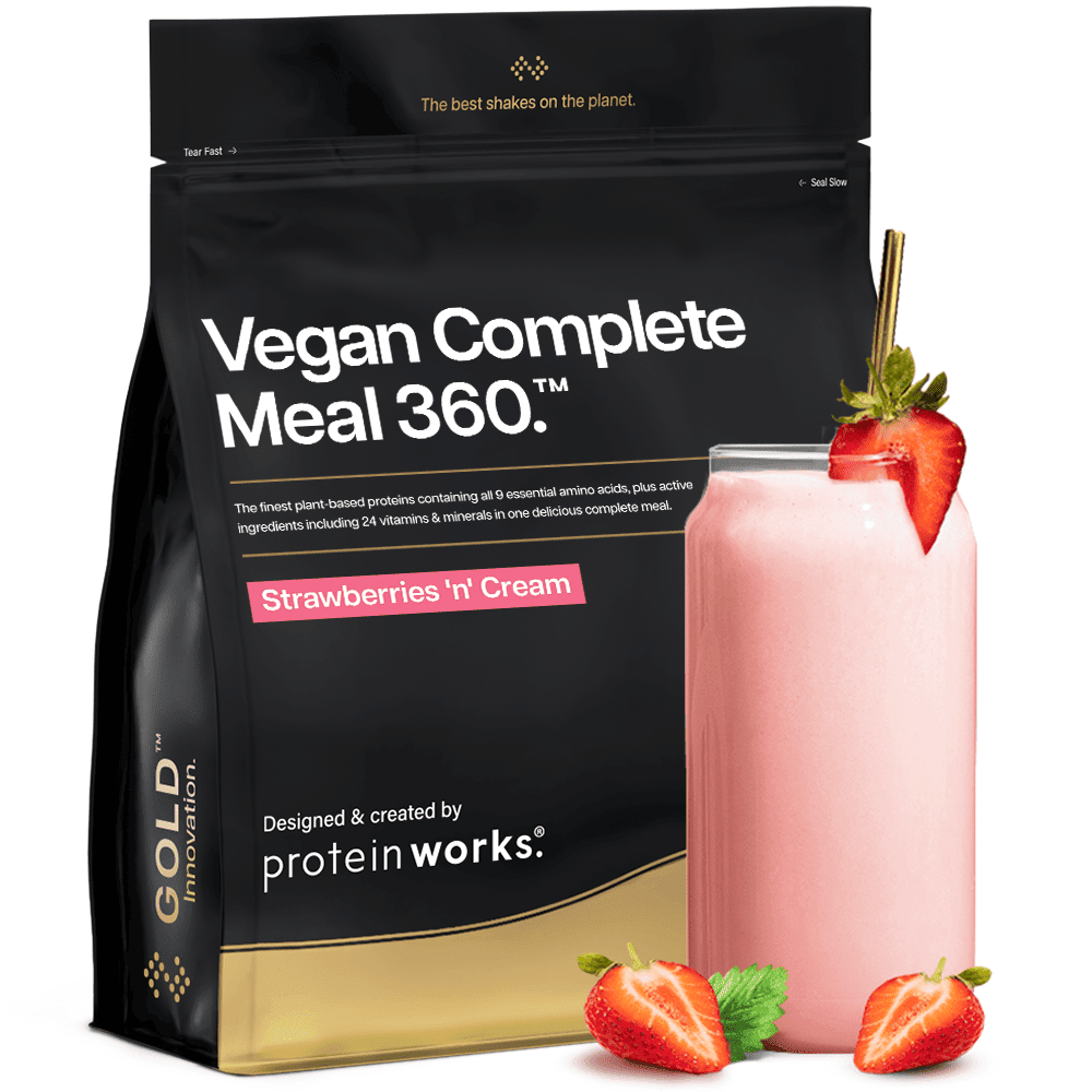Protein Strawberries N Cream Classic Vegan Complete Meal 360 Gold 500G 400 Calorie Vegan Complete Meal Shake Plant Based Meal Shake