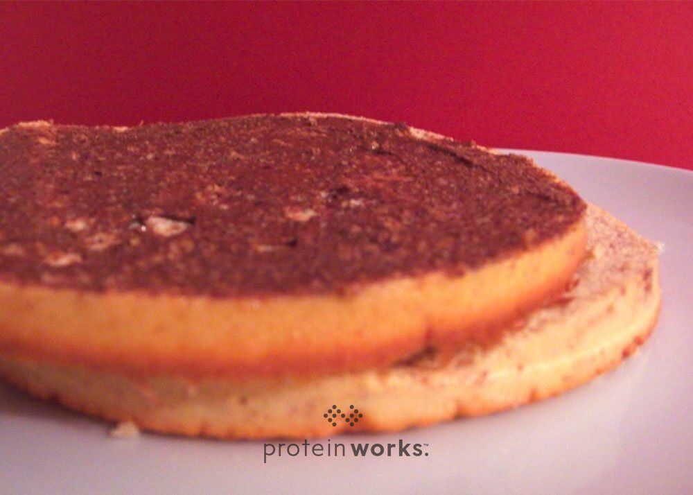 Banana Protein Cake with an Nut Butter filling and a Vanilla Protein Frosting