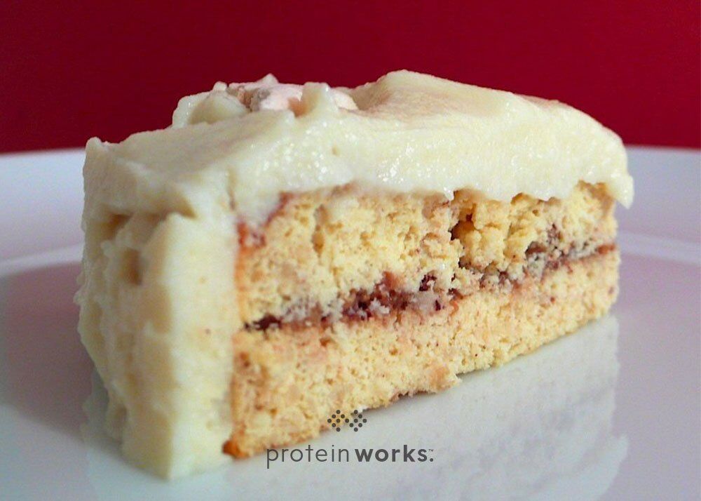 Banana Protein Cake with an Nut Butter filling and a Vanilla Protein Frosting