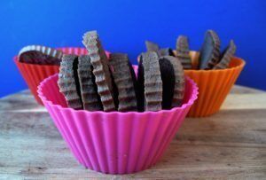Protein Chocolate Muffin slices with White Chocolate Protein Frosting