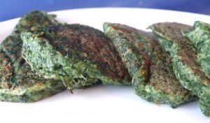 Spinach Protein Patties (with Chicken, Hummus, & Tomatoes)