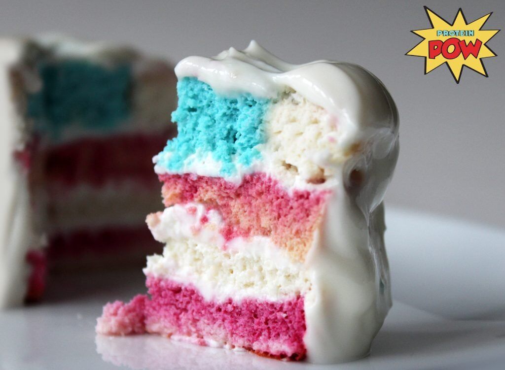 4th of July Protein Flag Cake (Gluten-Free, Low Carb, Low Fat)