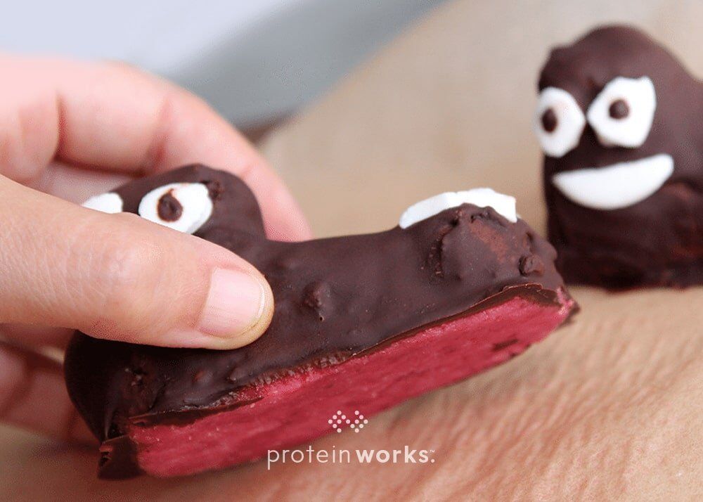 Chocolate Protein Feet with Eyes, Mwahahaha!