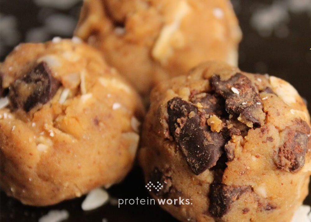 Chocolate Chip Peanut Butter Cookie Dough Protein Balls