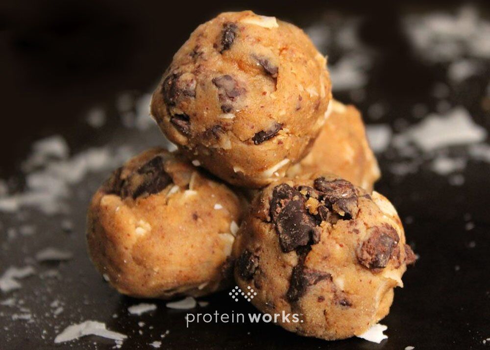Chocolate Chip Peanut Butter Cookie Dough Protein Balls
