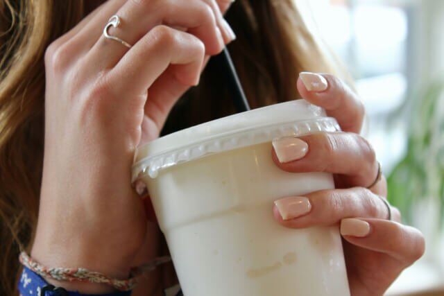 Woman drinking milk