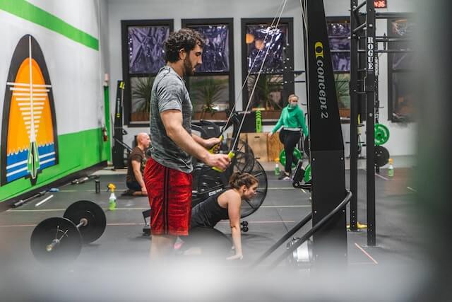 Man on machine in gym