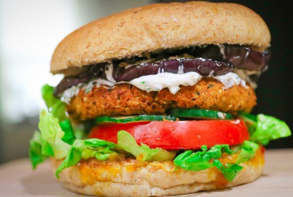 High-Protein Vegan Falafel Burgers